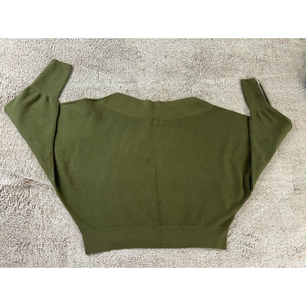 Free People  Hide and Seek Off Shoulder Pullover Sweater Size Small Green - Picture 8 of 10